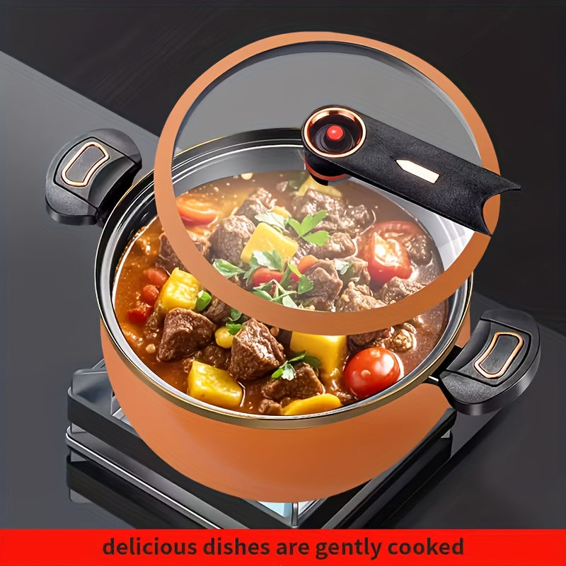 Large-Capacity Soup Pot, Dutch Oven Pot, Cast Iron Enamel Stew Pot with Double Ears - Non-Stick Heavy-Duty Black Pot for Induction & Gas Stoves, Even Heat Distribution, Glass Lid Compatible, Ideal for Soups, Stews, Slow Cooking & Braising, Orange