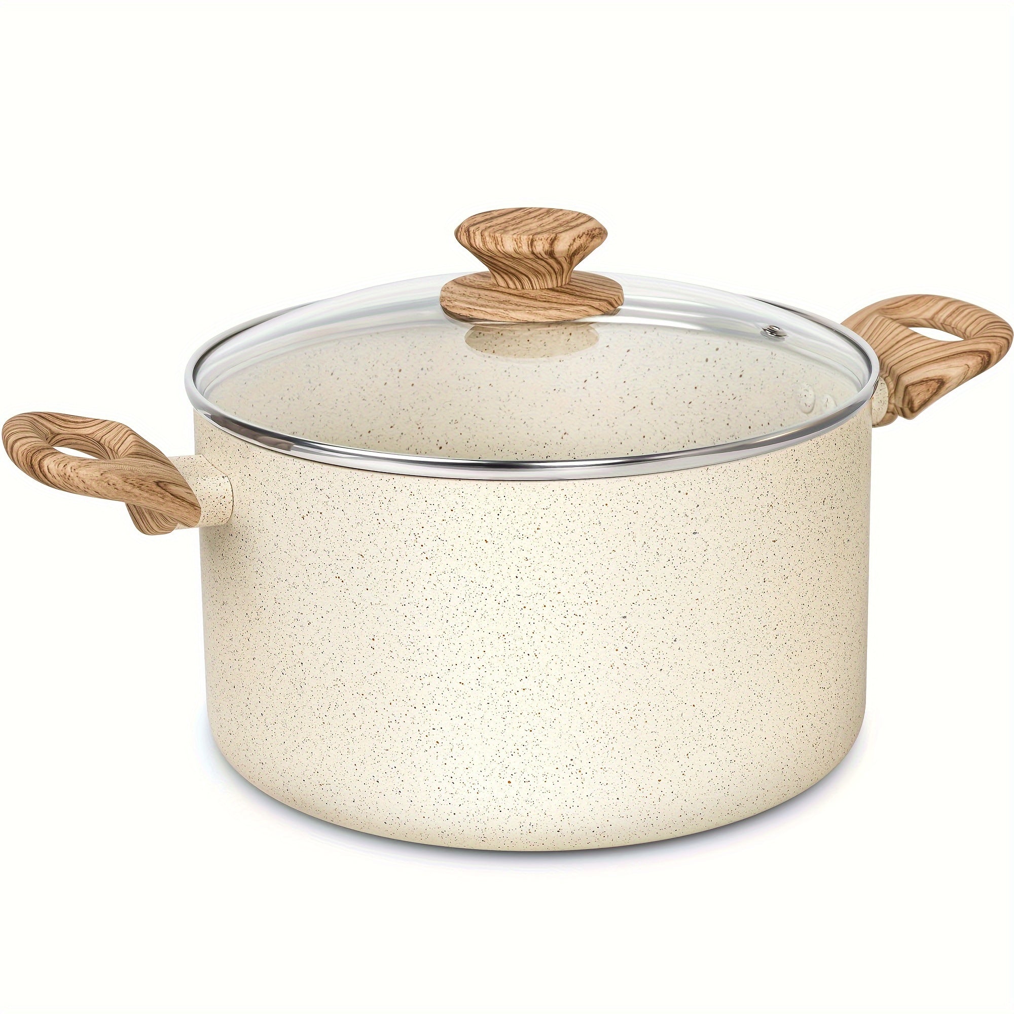 Stock Pot with Lid, Granite Soup Pot with Lid, Induction Pot with Stay-cool Handle, Nonstick Soup Pot with Lid