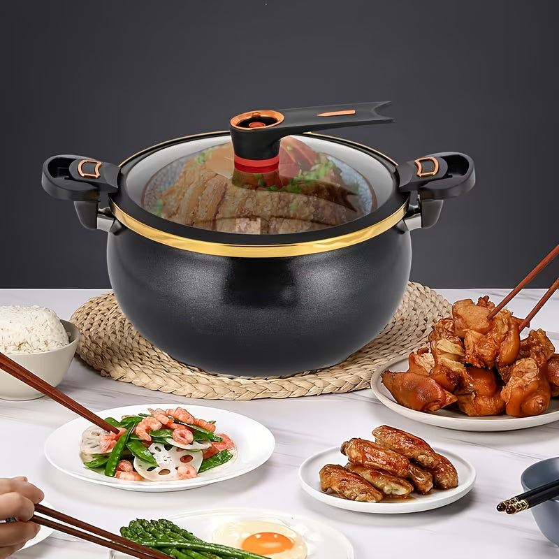 Large-Capacity Soup Pot, Dutch Oven Pot, Cast Iron Enamel Stew Pot with Double Ears - Non-Stick Heavy-Duty Black Pot for Induction & Gas Stoves, Even Heat Distribution, Glass Lid Compatible, Ideal for Soups, Stews, Slow Cooking & Braising, Orange