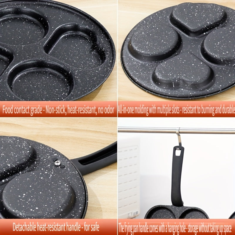 4-In-1 Cast Iron Omelette Skillet, Non-Stick Single Handle Frying Pan, Safe for Dishwasher, Works with Electric Stoves, Kitchen Tools for Pancakes, Omelettes, And More