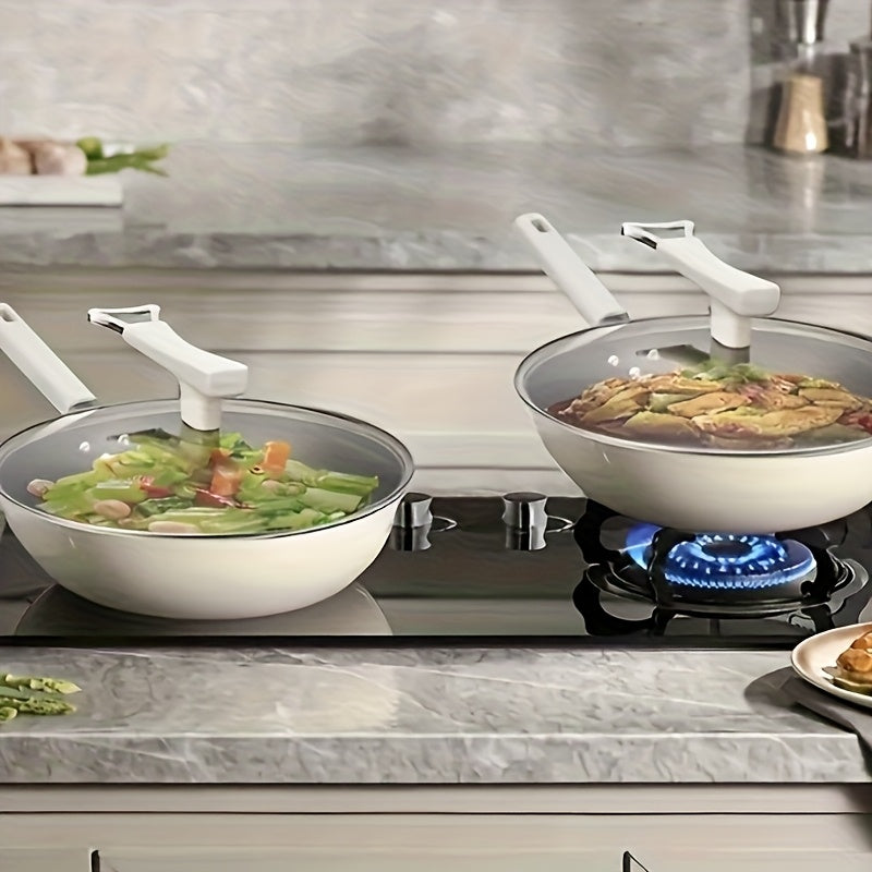 for home Use Non-Stick Frying Pan, Made of Titanium, Uncoated, Ceramic, Flat-Bottom Stir-Fry Pan, Suitable for Gas And Induction Cooktops
