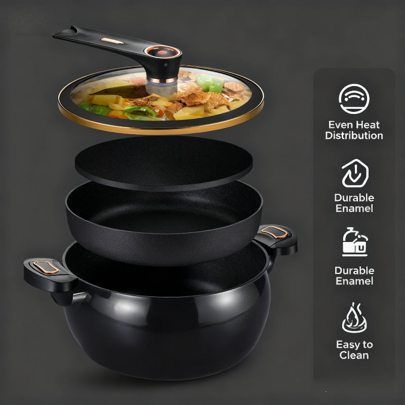 Large Capacity 8.45QT Non-Stick Stockpot with Twist Lock Handle - Heavy-Duty Ceramic Construction, Induction & for gas Stove Compatible, for Home, Restaurant, Hotel