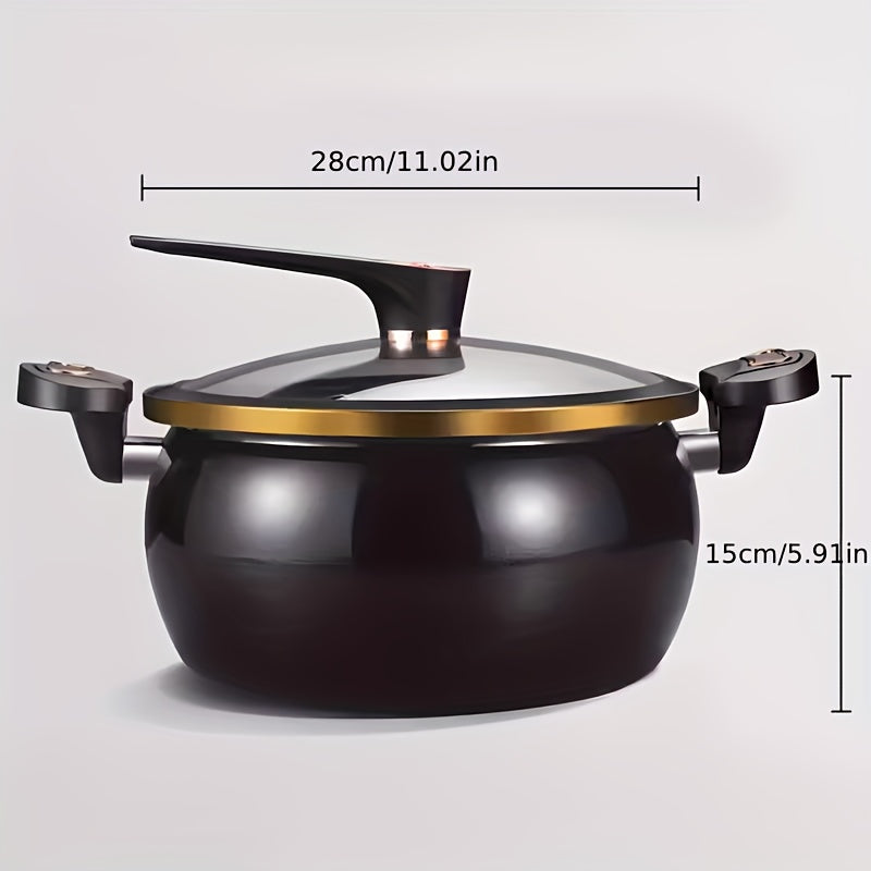 Large-Capacity Soup Pot, Dutch Oven Pot, Cast Iron Enamel Stew Pot with Double Ears - Non-Stick Heavy-Duty Black Pot for Induction & Gas Stoves, Even Heat Distribution, Glass Lid Compatible, Ideal for Soups, Stews, Slow Cooking & Braising, Orange
