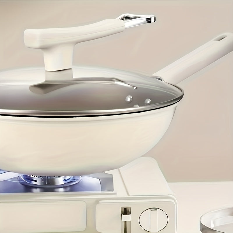 for home Use Non-Stick Frying Pan, Made of Titanium, Uncoated, Ceramic, Flat-Bottom Stir-Fry Pan, Suitable for Gas And Induction Cooktops