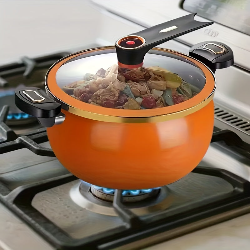 Large-Capacity Soup Pot, Dutch Oven Pot, Cast Iron Enamel Stew Pot with Double Ears - Non-Stick Heavy-Duty Black Pot for Induction & Gas Stoves, Even Heat Distribution, Glass Lid Compatible, Ideal for Soups, Stews, Slow Cooking & Braising, Orange