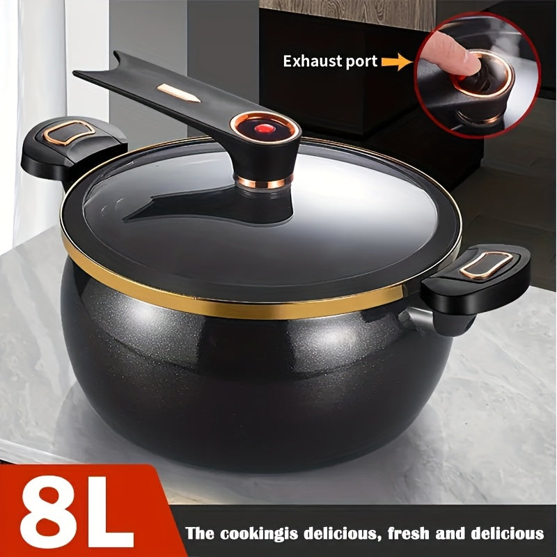 Large-Capacity Soup Pot, Dutch Oven Pot, Cast Iron Enamel Stew Pot with Double Ears - Non-Stick Heavy-Duty Black Pot for Induction & Gas Stoves, Even Heat Distribution, Glass Lid Compatible, Ideal for Soups, Stews, Slow Cooking & Braising, Orange