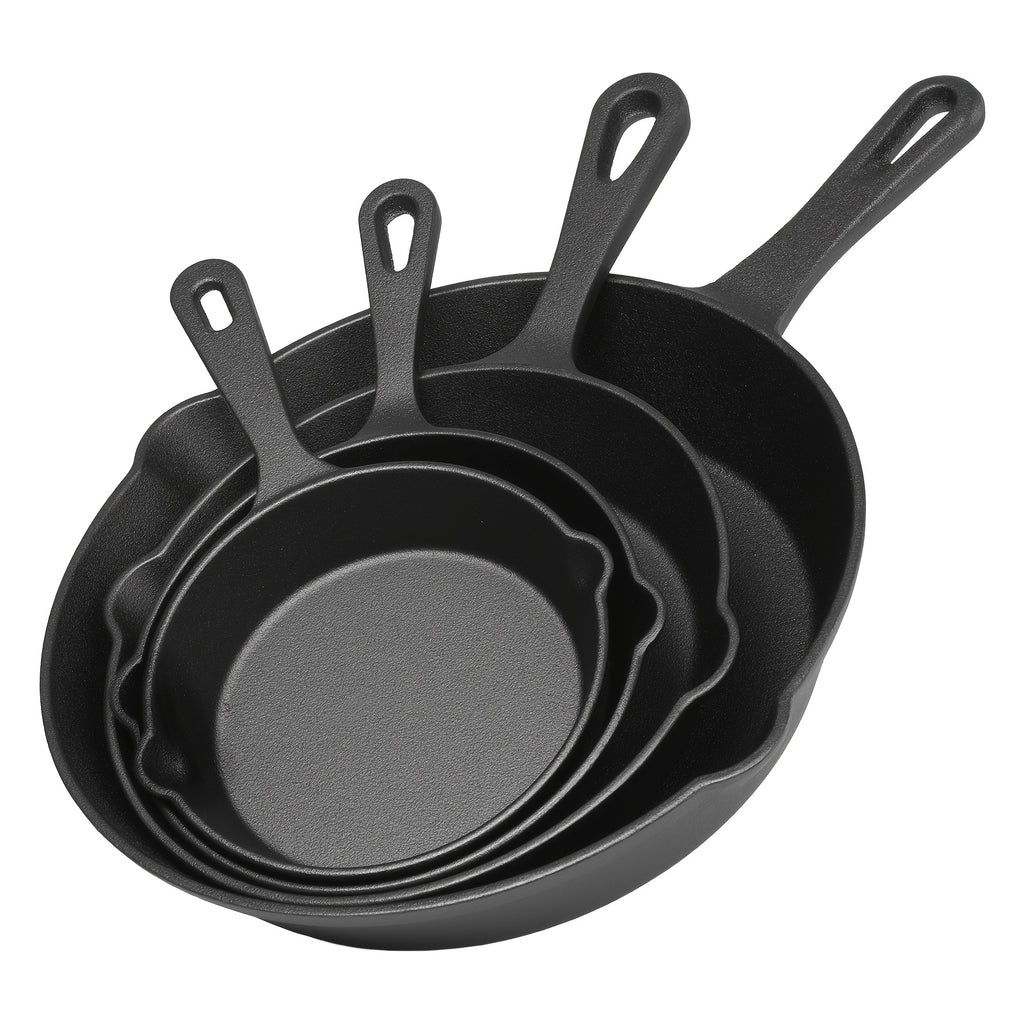 3\u002F4\u002F5pcs Cast Iron Skillet, Heavy-Duty Professional Restaurant Chef Quality Pre-Seasoned Pan Cookware Set, for Frying, Saute, Cooking, Use Indoor\u002FOutdoor, Oven, Grill