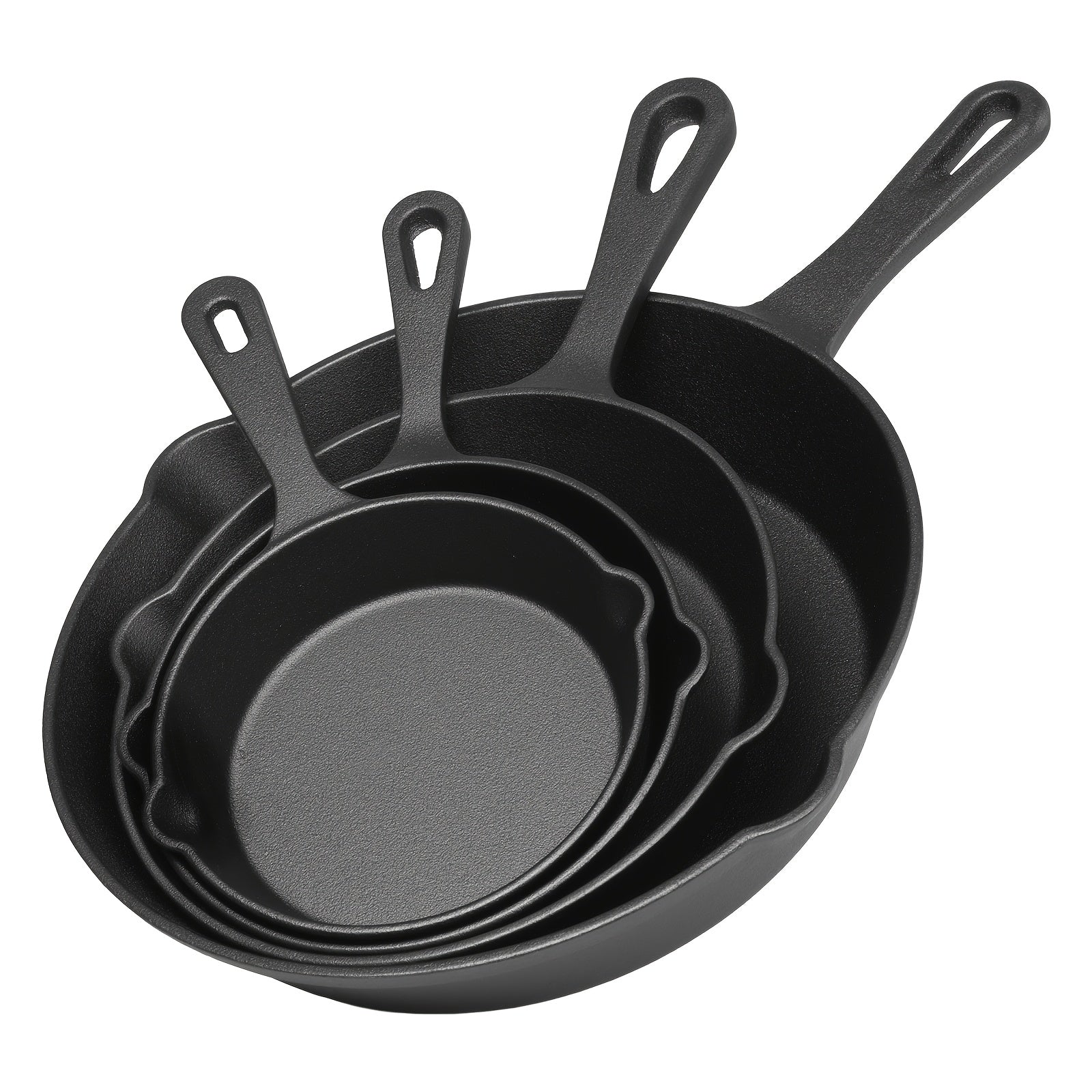 3\u002F4\u002F5pcs Cast Iron Skillet, Heavy-Duty Professional Restaurant Chef Quality Pre-Seasoned Pan Cookware Set, for Frying, Saute, Cooking, Use Indoor\u002FOutdoor, Oven, Grill