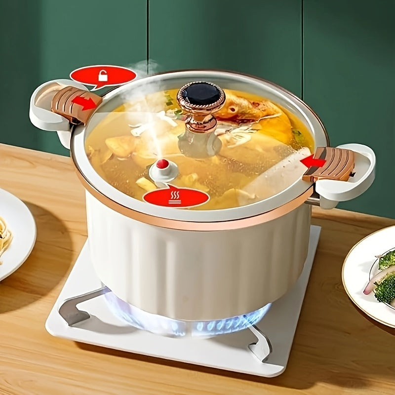 2.11gal Spacious Multi-Functional Non-Stick Cooking Pot for Steaming, Boiling, And Frying. It Includes a Push-Pull Locking Mechanism with Silicone Sealing, Perfect for Big Family Gatherings And Holiday Meals Like Easter And Labor Day