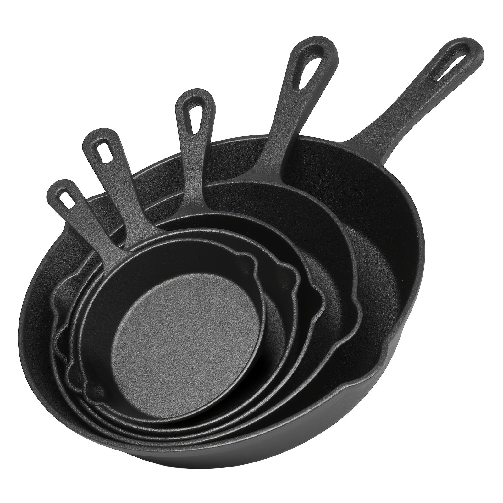 3\u002F4\u002F5pcs Cast Iron Skillet, Heavy-Duty Professional Restaurant Chef Quality Pre-Seasoned Pan Cookware Set, for Frying, Saute, Cooking, Use Indoor\u002FOutdoor, Oven, Grill