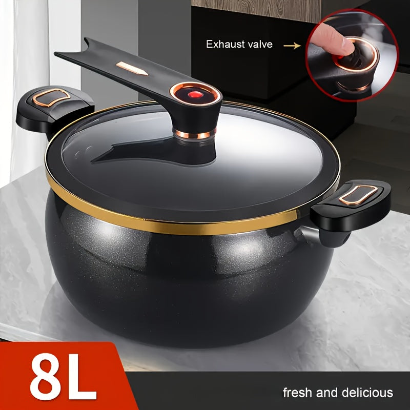 Large 2.11 Gallon Non-Stick Cast Iron Pot | A Sturdy And Versatile Cooking Ideal for Stews, Soups, And More - Works with Both Induction Cookers And Gas Stoves