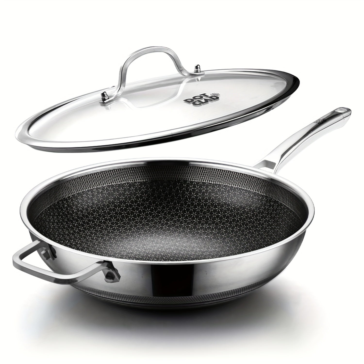 Hybrid 12-Inch Wok with Lid, Pfoa-Free Cookware, Non-Stick Stainless Steel Woks And Stir-Fry Pans, Safe for Dishwasher And Oven, Compatible with Induction Cooking