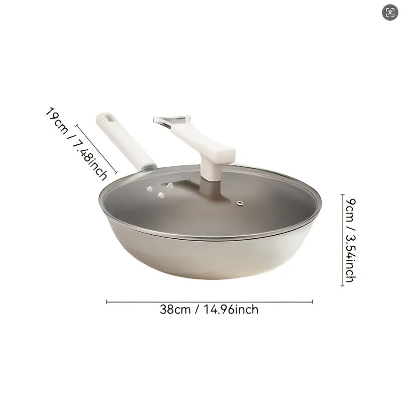 for home Use Non-Stick Frying Pan, Made of Titanium, Uncoated, Ceramic, Flat-Bottom Stir-Fry Pan, Suitable for Gas And Induction Cooktops