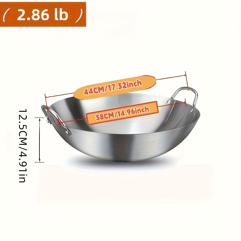 Heavy-Duty Stainless Steel Wok & Frying Pan Suitable for Gas\u002FInduction\u002FElectric Stoves, Professional Non-Stick Cookware with Ergonomic Handle, Compatible for Burners, Stir-Fry Pan for Gas, Induction, Electric Stovetops, Easy to Clean