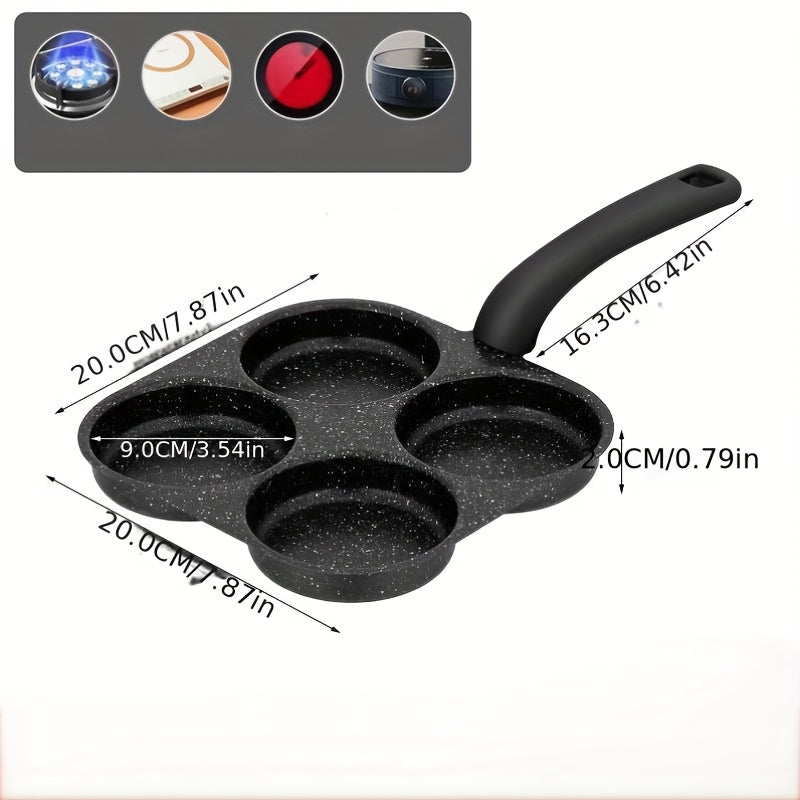 4-In-1 Cast Iron Omelette Skillet, Non-Stick Single Handle Frying Pan, Safe for Dishwasher, Works with Electric Stoves, Kitchen Tools for Pancakes, Omelettes, And More