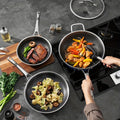 Hybrid 12-Inch Wok with Lid, Pfoa-Free Cookware, Non-Stick Stainless Steel Woks And Stir-Fry Pans, Safe for Dishwasher And Oven, Compatible with Induction Cooking