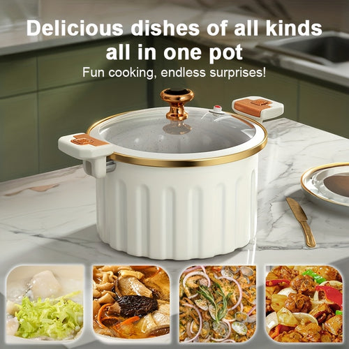 2.11gal Spacious Multi-Functional Non-Stick Cooking Pot for Steaming, Boiling, And Frying. It Includes a Push-Pull Locking Mechanism with Silicone Sealing, Perfect for Big Family Gatherings And Holiday Meals Like Easter And Labor Day