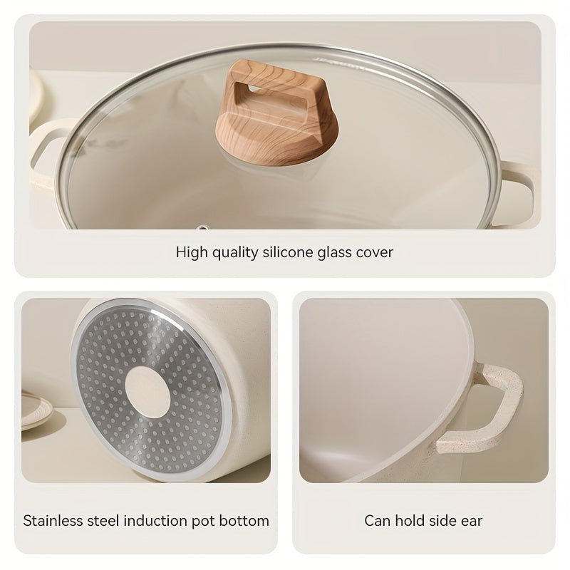 Large Capacity Stock Pot Hoarbar Large Capacity 10.5QT Non-Stick Stock Pot - High-Temperature Resistant, Induction & All Stovetops Compatible, Easy-Clean Design for Home Cooks & Families, Perfect Housewarming Gift