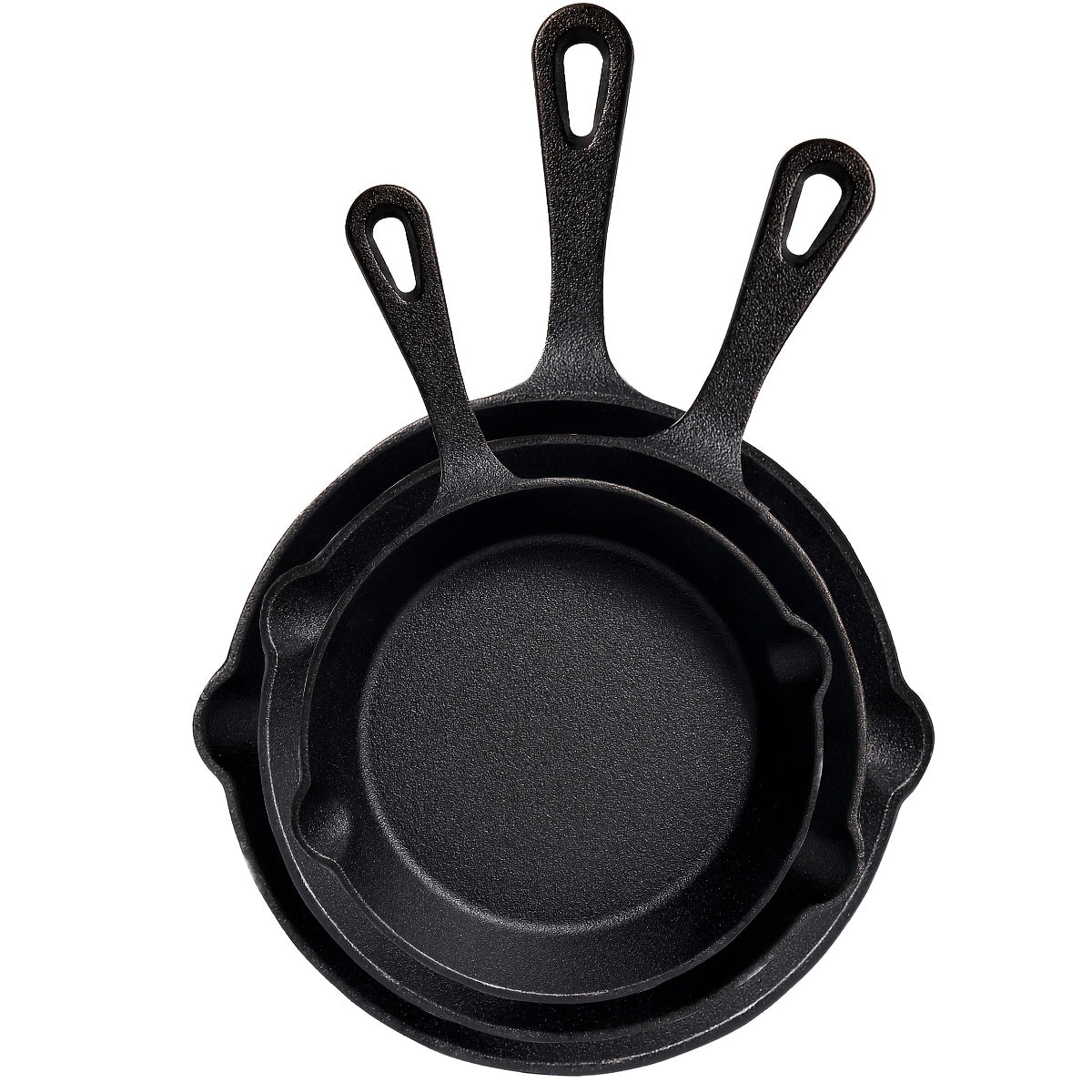 Cast Iron Skillet, Cast Iron Frying Pan Uncoated Set, Frying Pan with Drip Spout, Heavy Duty Pan Cookware, Household Pans, Kitchen Accessories, Home Cooking, Suitable for Frying, Stir-Frying, Cooking, Baking