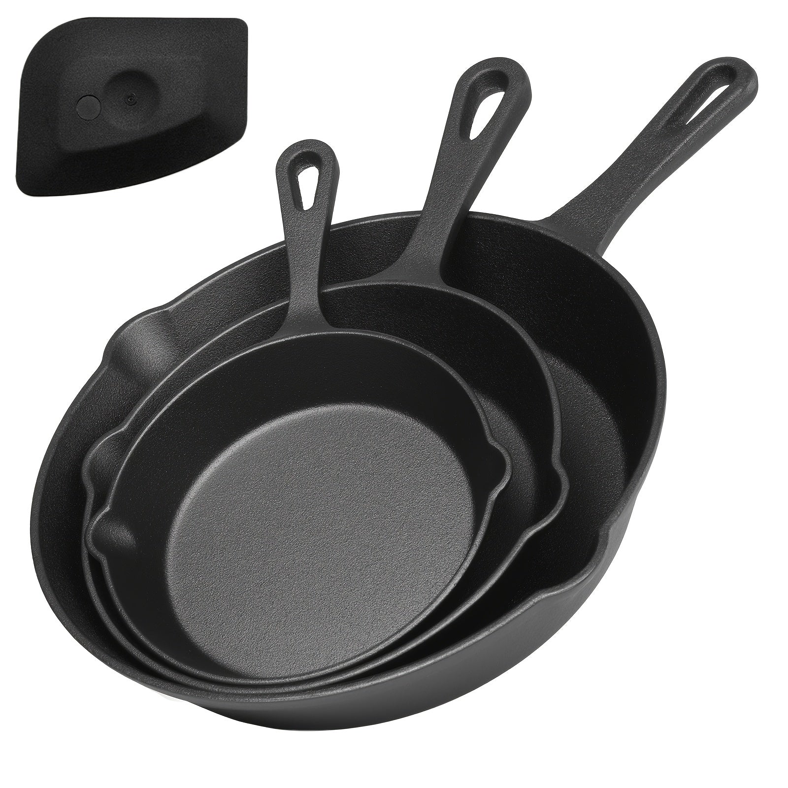 3\u002F4\u002F5pcs Cast Iron Skillet, Heavy-Duty Professional Restaurant Chef Quality Pre-Seasoned Pan Cookware Set, for Frying, Saute, Cooking, Use Indoor\u002FOutdoor, Oven, Grill