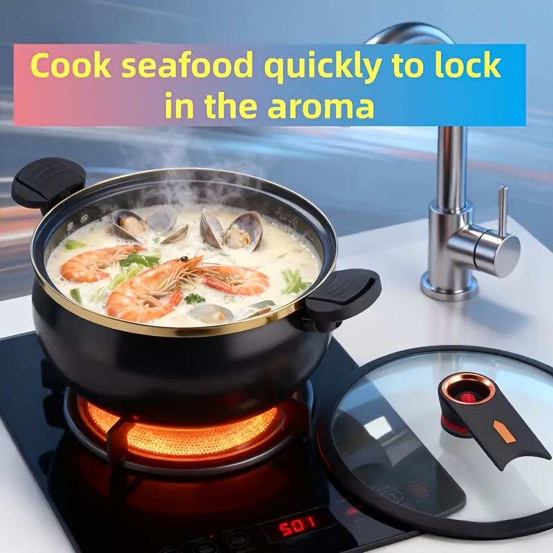 A Spacious Soup Pot Featuring a Twist-Lock Handle for Efficient Cooking, This 8.45QT Non-Stick Multi-Functional Pot Is Suitable for Gas Stoves, Open Flames, And Induction Cookers, Making It a Versatile Choice for Households, Restaurants, Hotels
