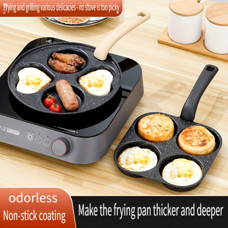 4-In-1 Cast Iron Omelette Skillet, Non-Stick Single Handle Frying Pan, Safe for Dishwasher, Works with Electric Stoves, Kitchen Tools for Pancakes, Omelettes, And More