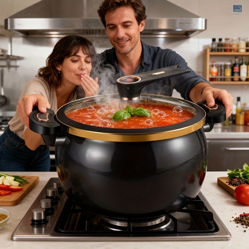 8.45QT High-Capacity Non-Stick Stockpot Featuring a Twist Lock Handle - Durable Ceramic Build, Suitable for Induction And for gas Stoves, Ideal for Home And Restaurant Use, Cooking Pots