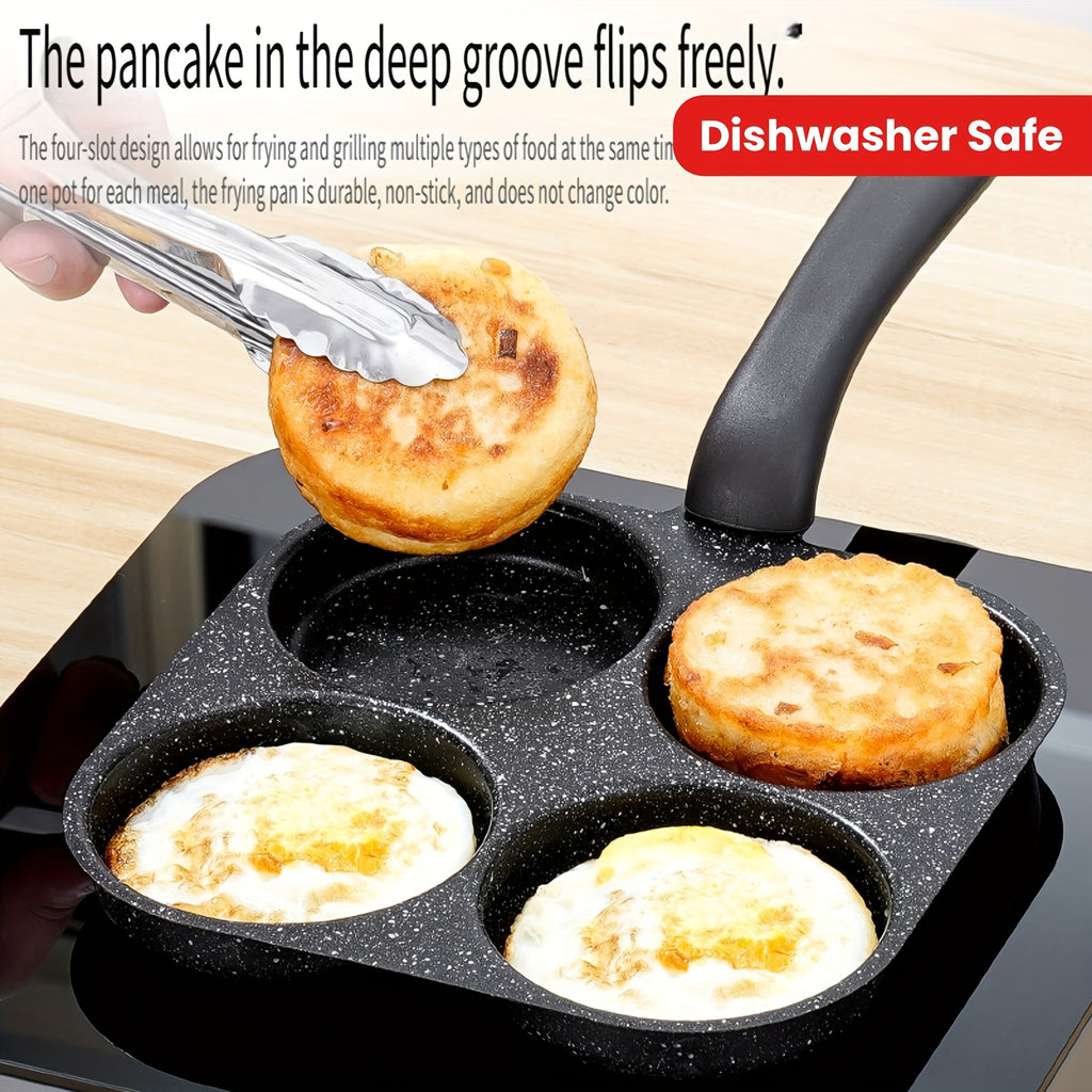 4-In-1 Cast Iron Omelette Skillet, Non-Stick Single Handle Frying Pan, Safe for Dishwasher, Works with Electric Stoves, Kitchen Tools for Pancakes, Omelettes, And More