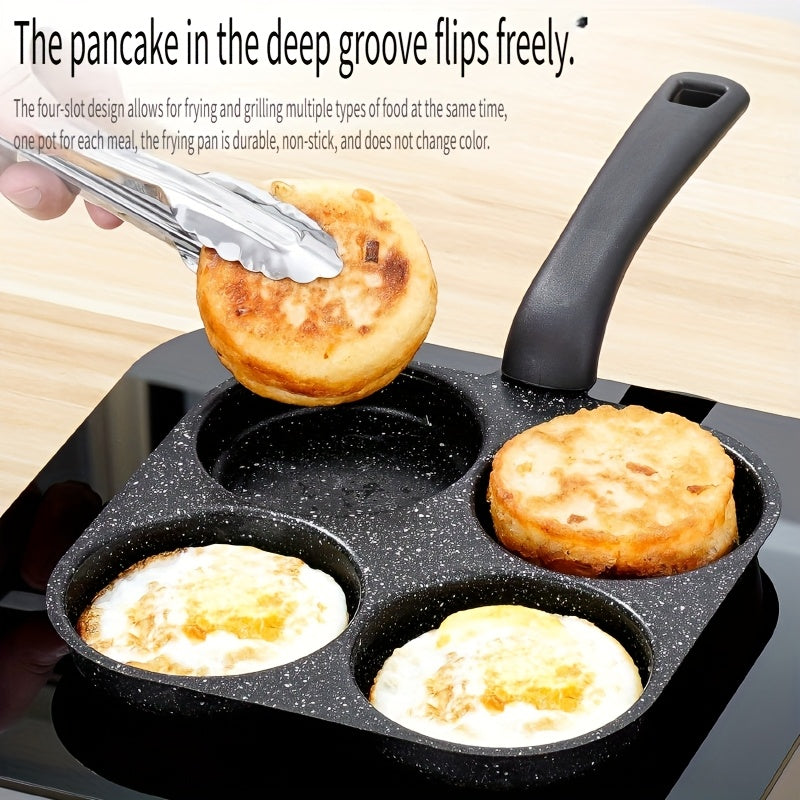 4-In-1 Cast Iron Omelette Skillet, Non-Stick Single Handle Frying Pan, Safe for Dishwasher, Works with Electric Stoves, Kitchen Tools for Pancakes, Omelettes, And More