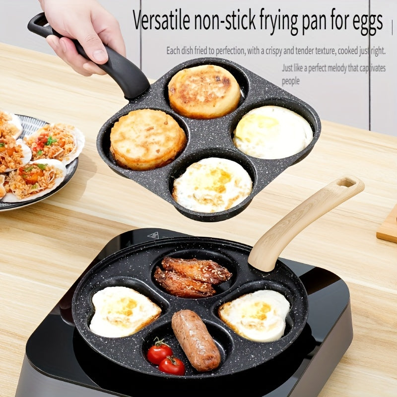 4-In-1 Cast Iron Omelette Skillet, Non-Stick Single Handle Frying Pan, Safe for Dishwasher, Works with Electric Stoves, Kitchen Tools for Pancakes, Omelettes, And More