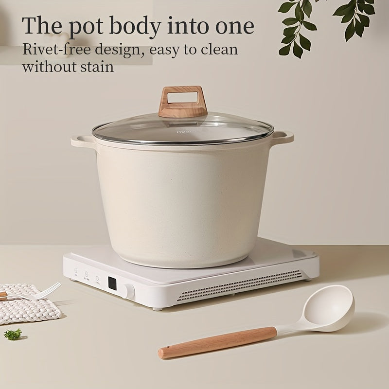 Large Capacity Stock Pot Hoarbar Large Capacity 10.5QT Non-Stick Stock Pot - High-Temperature Resistant, Induction & All Stovetops Compatible, Easy-Clean Design for Home Cooks & Families, Perfect Housewarming Gift