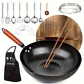1 Set Of Covered Wok - Non Stick Cast Iron Cookware Frying Pan 12.6 Inches | Suitable for All Stoves, Including 13 Cookware Accessories, Kitchen Utensils, Kitchen Tools, Kitchen Accessories, Kitchen Supplies Camping