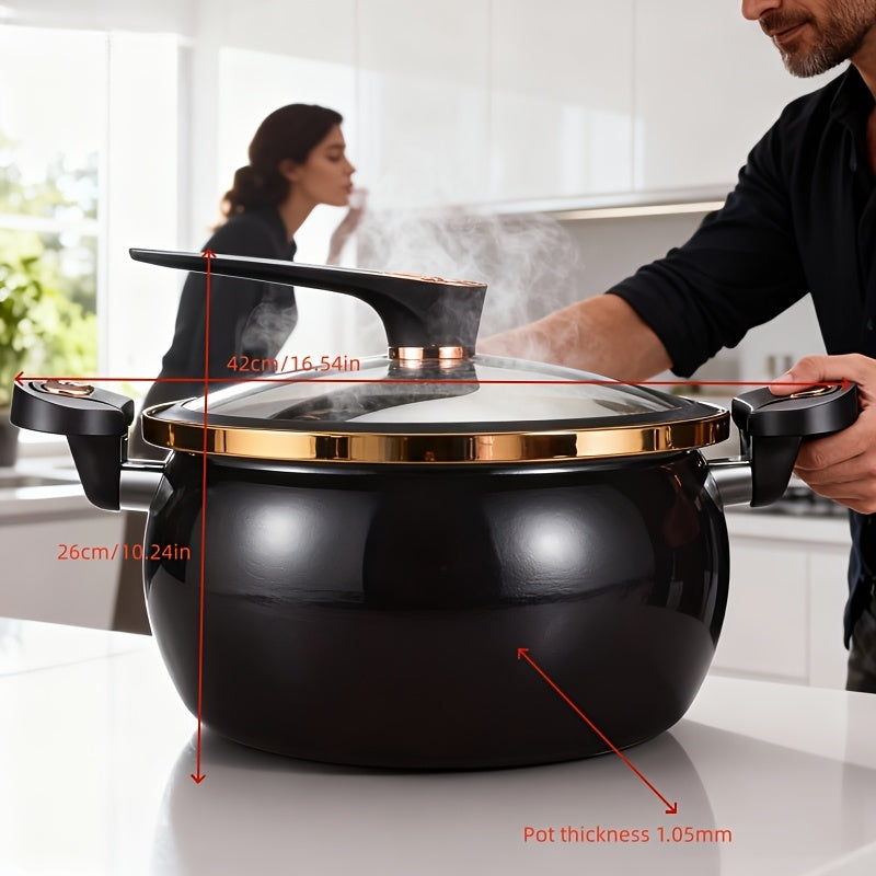 Large Capacity 8.45QT Non-Stick Stockpot with Twist Lock Handle - Heavy-Duty Ceramic Construction, Induction & for gas Stove Compatible, for Home, Restaurant, Hotel