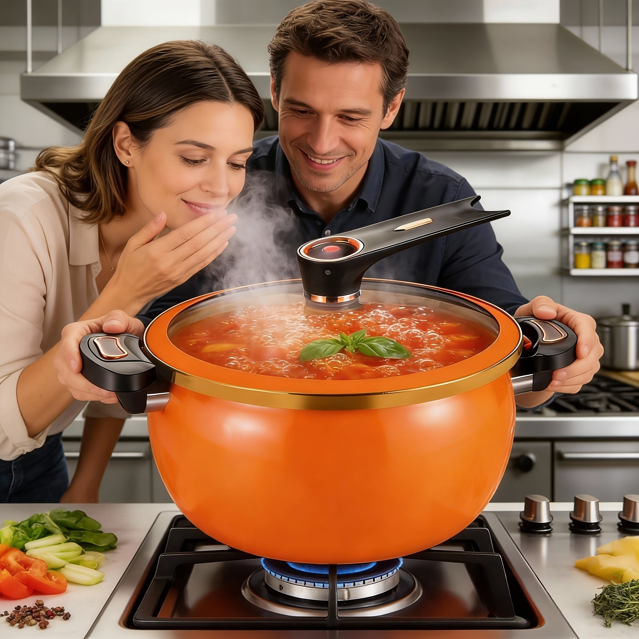 Large Capacity 8.45QT Non-Stick Stockpot with Twist Lock Handle - Heavy-Duty Ceramic Construction, Induction & for gas Stove Compatible, for Home, Restaurant, Hotel