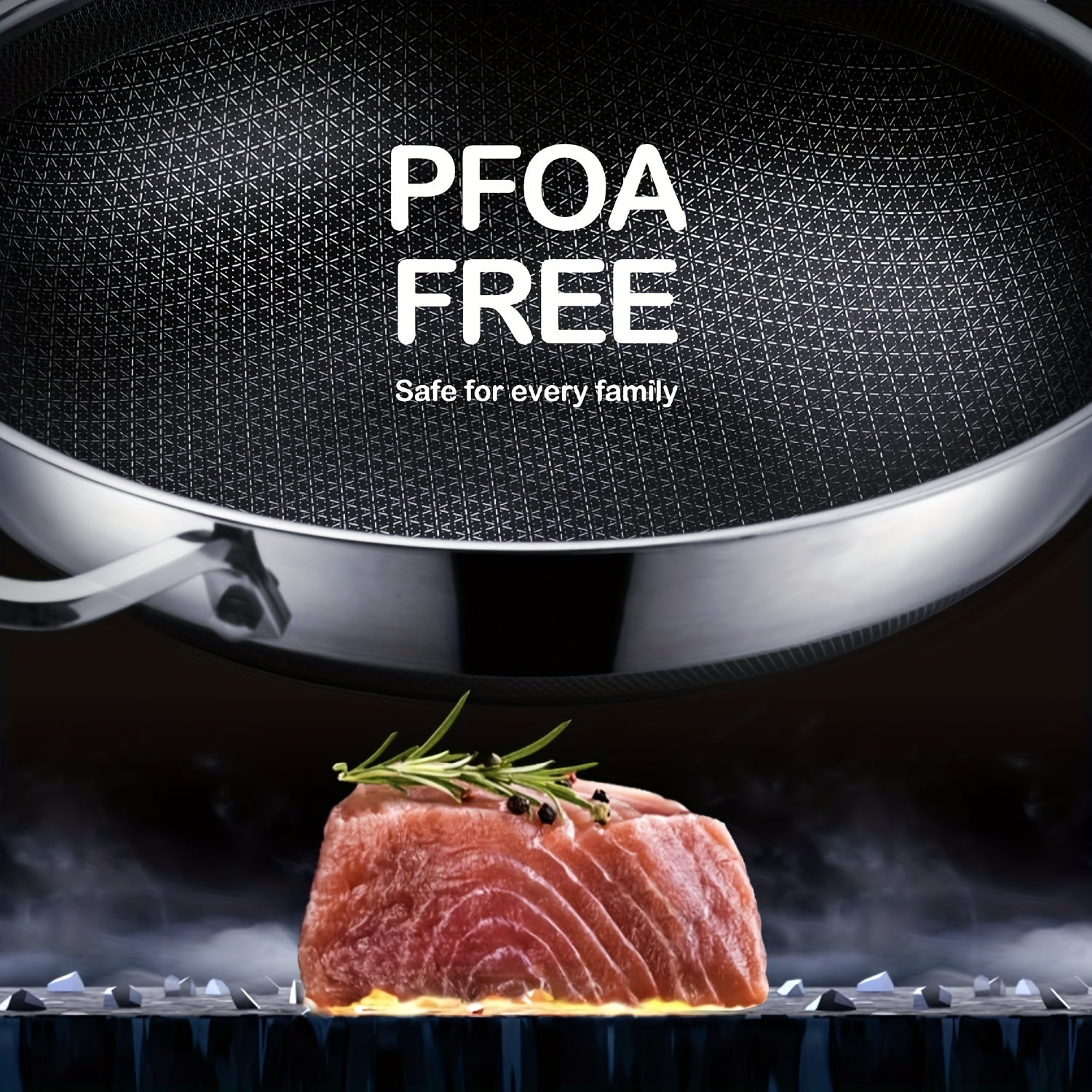 Wok Pan, Hybrid 12 Inch Wok with Lid, PFOA Cookware, Non Stick Stainless Steel Woks & Stir-Fry Pans Nonstick, Dishwasher And Oven Safe, Works on Induction
