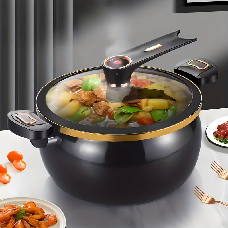 Large-Capacity Soup Pot, Dutch Oven Pot, Cast Iron Enamel Stew Pot with Double Ears - Non-Stick Heavy-Duty Black Pot for Induction & Gas Stoves, Even Heat Distribution, Glass Lid Compatible, Ideal for Soups, Stews, Slow Cooking & Braising, Orange