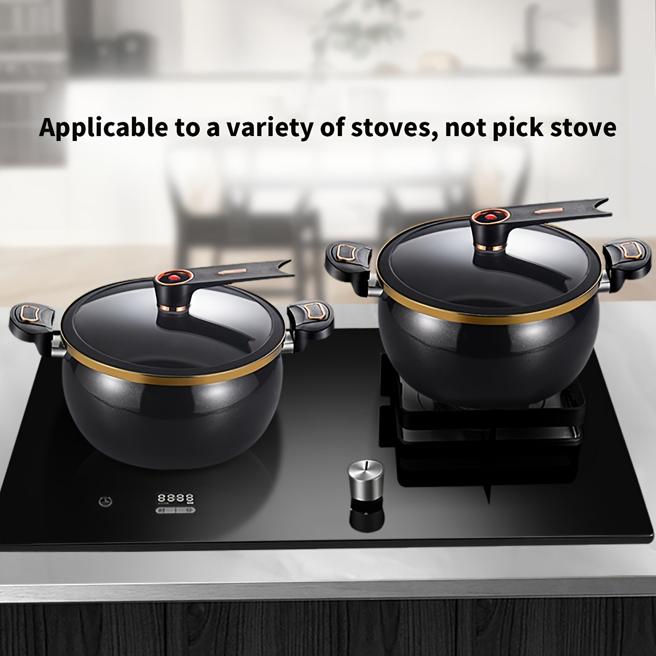 8.45QT High-Capacity Non-Stick Stockpot Featuring a Twist Lock Handle - Durable Ceramic Build, Suitable for Induction And for gas Stoves, Ideal for Home And Restaurant Use, Cooking Pots