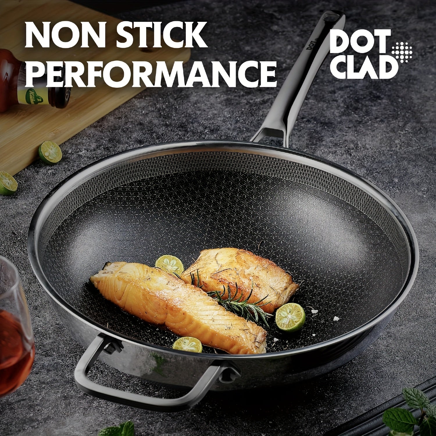 Hybrid 12-Inch Wok with Lid, Pfoa-Free Cookware, Non-Stick Stainless Steel Woks And Stir-Fry Pans, Safe for Dishwasher And Oven, Compatible with Induction Cooking