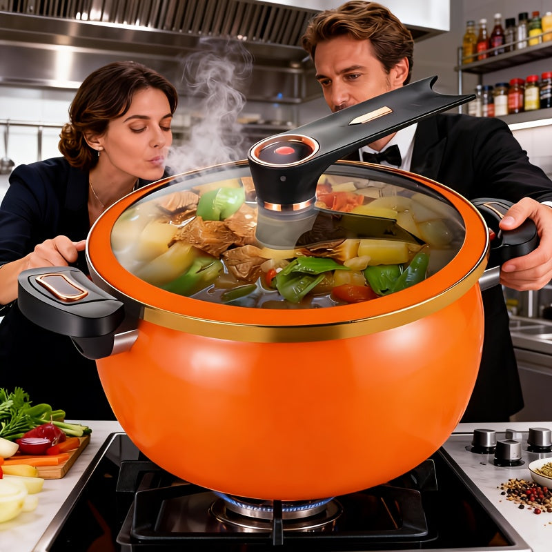 Large Capacity 8.45QT Non-Stick Stockpot with Twist Lock Handle - Heavy-Duty Ceramic Construction, Induction & for gas Stove Compatible, for Home, Restaurant, Hotel