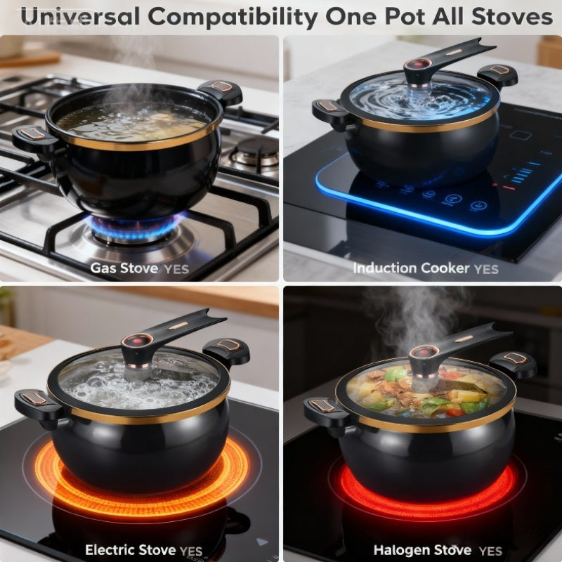 Large Capacity 8.45QT Non-Stick Stockpot with Twist Lock Handle - Heavy-Duty Ceramic Construction, Induction & for gas Stove Compatible, for Home, Restaurant, Hotel