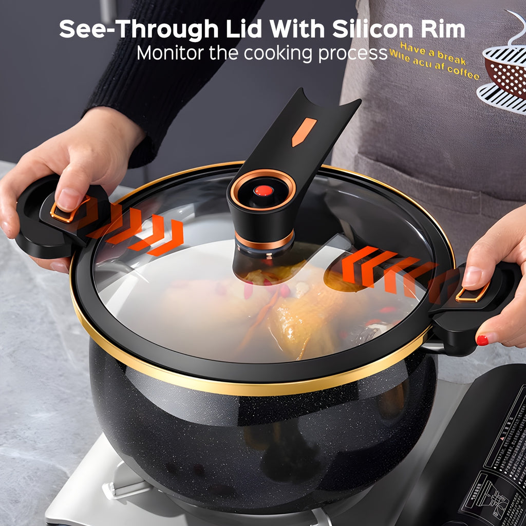 A Spacious Soup Pot Featuring a Twist-Lock Handle for Efficient Cooking, This 8.45QT Non-Stick Multi-Functional Pot Is Suitable for Gas Stoves, Open Flames, And Induction Cookers, Making It a Versatile Choice for Households, Restaurants, Hotels