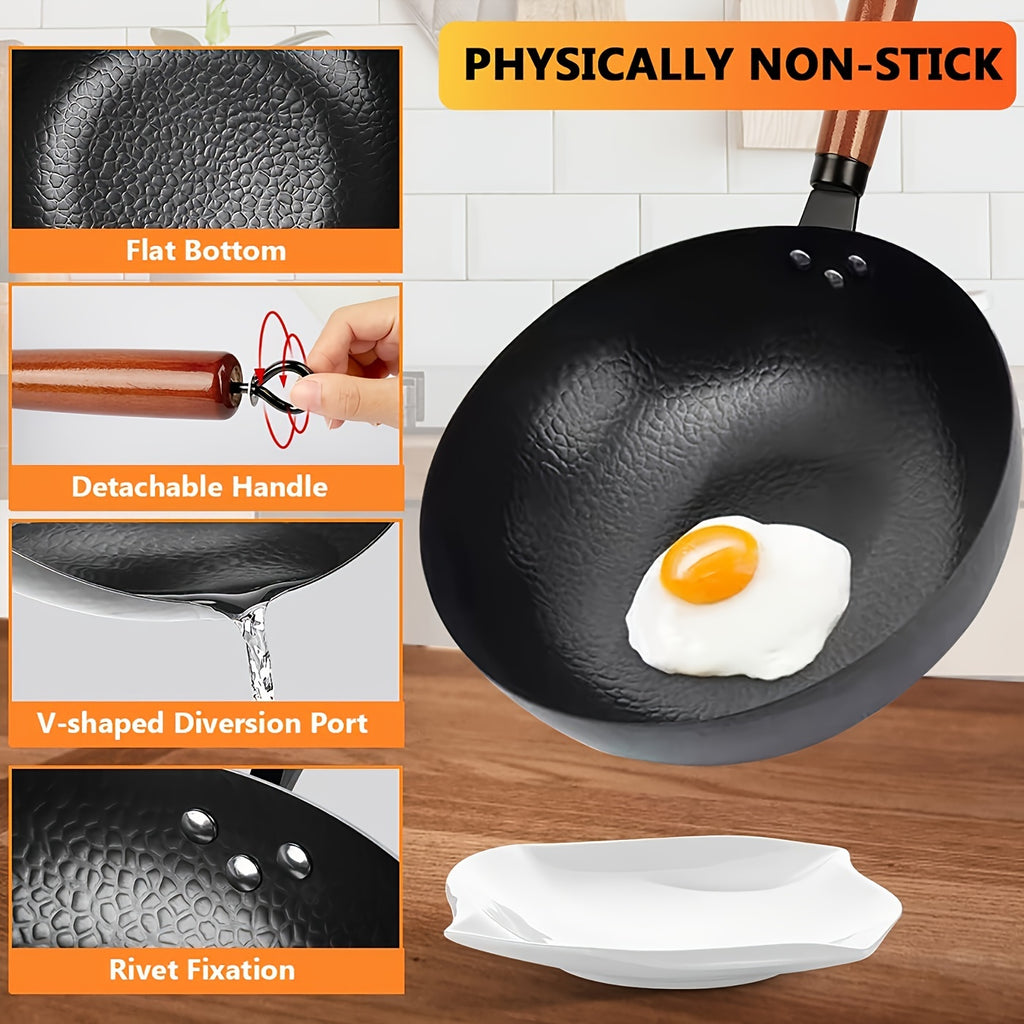 1 Set Of Covered Wok - Non Stick Cast Iron Cookware Frying Pan 12.6 Inches | Suitable for All Stoves, Including 13 Cookware Accessories, Kitchen Utensils, Kitchen Tools, Kitchen Accessories, Kitchen Supplies Camping