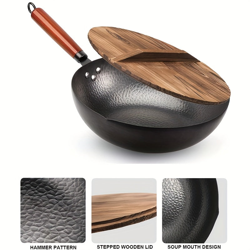 2\u002F14pcs Covered Iron Pot Set - Heat-resistant Cooking Surface - Multifunctional Pot Suitable for All Stoves, Including Cooking Utensils Accessories, Convenient for Frying And Cooking, Diameter 12.6 Inches, Father's Day Gift