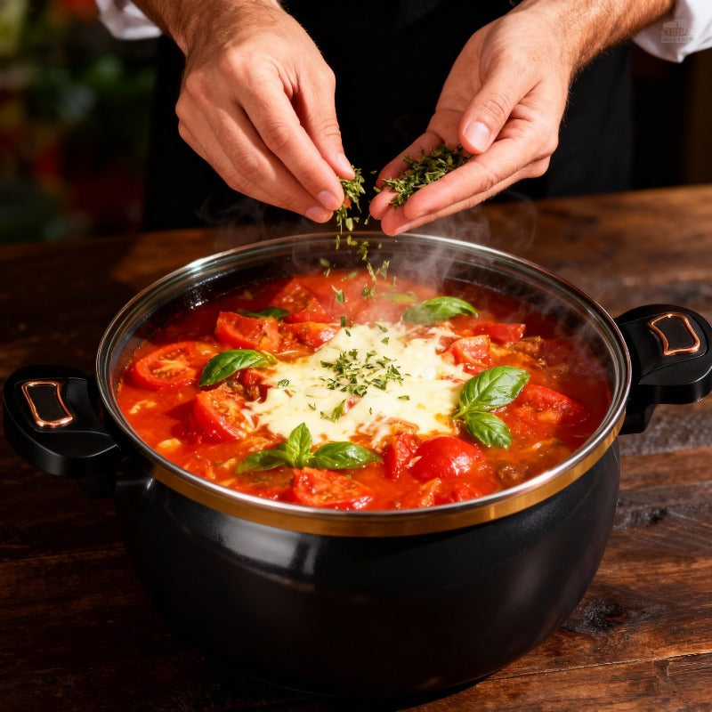 Large Capacity 8.45QT Non-Stick Stockpot with Twist Lock Handle - Heavy-Duty Ceramic Construction, Induction & for gas Stove Compatible, for Home, Restaurant, Hotel