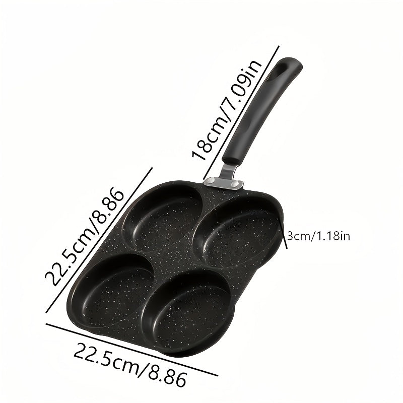 4-In-1 Cast Iron Omelette Skillet, Non-Stick Single Handle Frying Pan, Safe for Dishwasher, Works with Electric Stoves, Kitchen Tools for Pancakes, Omelettes, And More