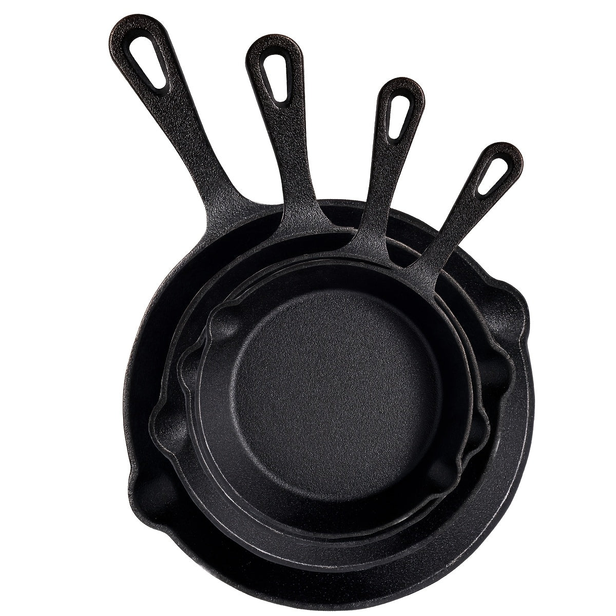 Cast Iron Skillet, Cast Iron Frying Pan Uncoated Set, Frying Pan with Drip Spout, Heavy Duty Pan Cookware, Household Pans, Kitchen Accessories, Home Cooking, Suitable for Frying, Stir-Frying, Cooking, Baking
